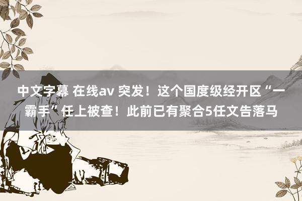 中文字幕 在线av 突发！这个国度级经开区“一霸手”任上被查！此前已有聚合5任文告落马
