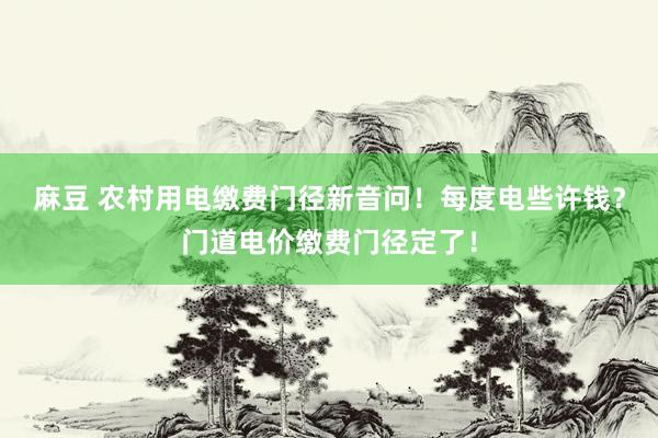 麻豆 农村用电缴费门径新音问！每度电些许钱？门道电价缴费门径定了！