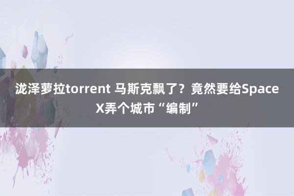 泷泽萝拉torrent 马斯克飘了？竟然要给SpaceX弄个城市“编制”