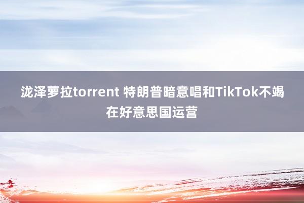 泷泽萝拉torrent 特朗普暗意唱和TikTok不竭在好意思国运营