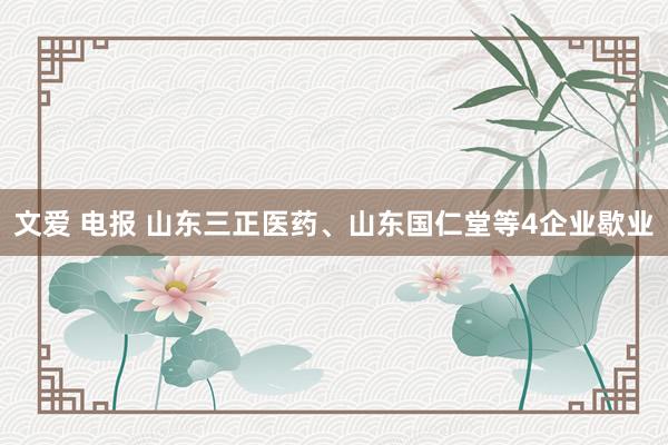 文爱 电报 山东三正医药、山东国仁堂等4企业歇业