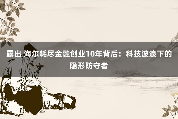 露出 海尔耗尽金融创业10年背后：科技波浪下的隐形防守者