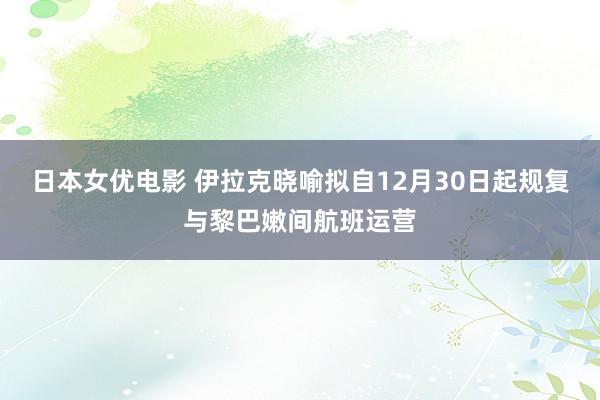 日本女优电影 伊拉克晓喻拟自12月30日起规复与黎巴嫩间航班运营