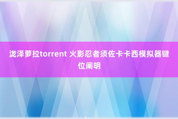 泷泽萝拉torrent 火影忍者须佐卡卡西模拟器键位阐明