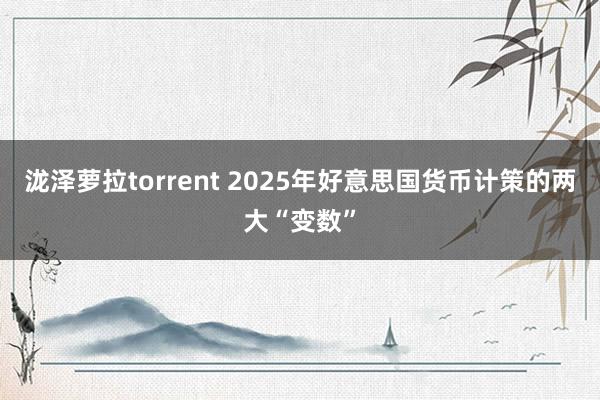 泷泽萝拉torrent 2025年好意思国货币计策的两大“变数”