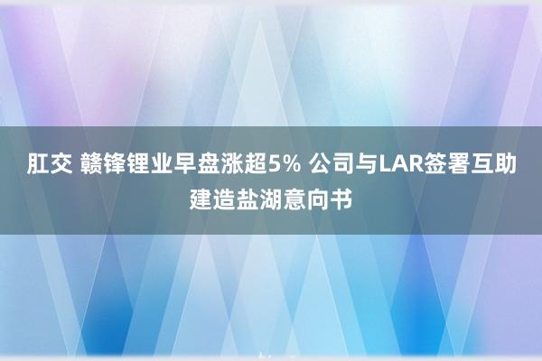 肛交 赣锋锂业早盘涨超5% 公司与LAR签署互助建造盐湖意向书